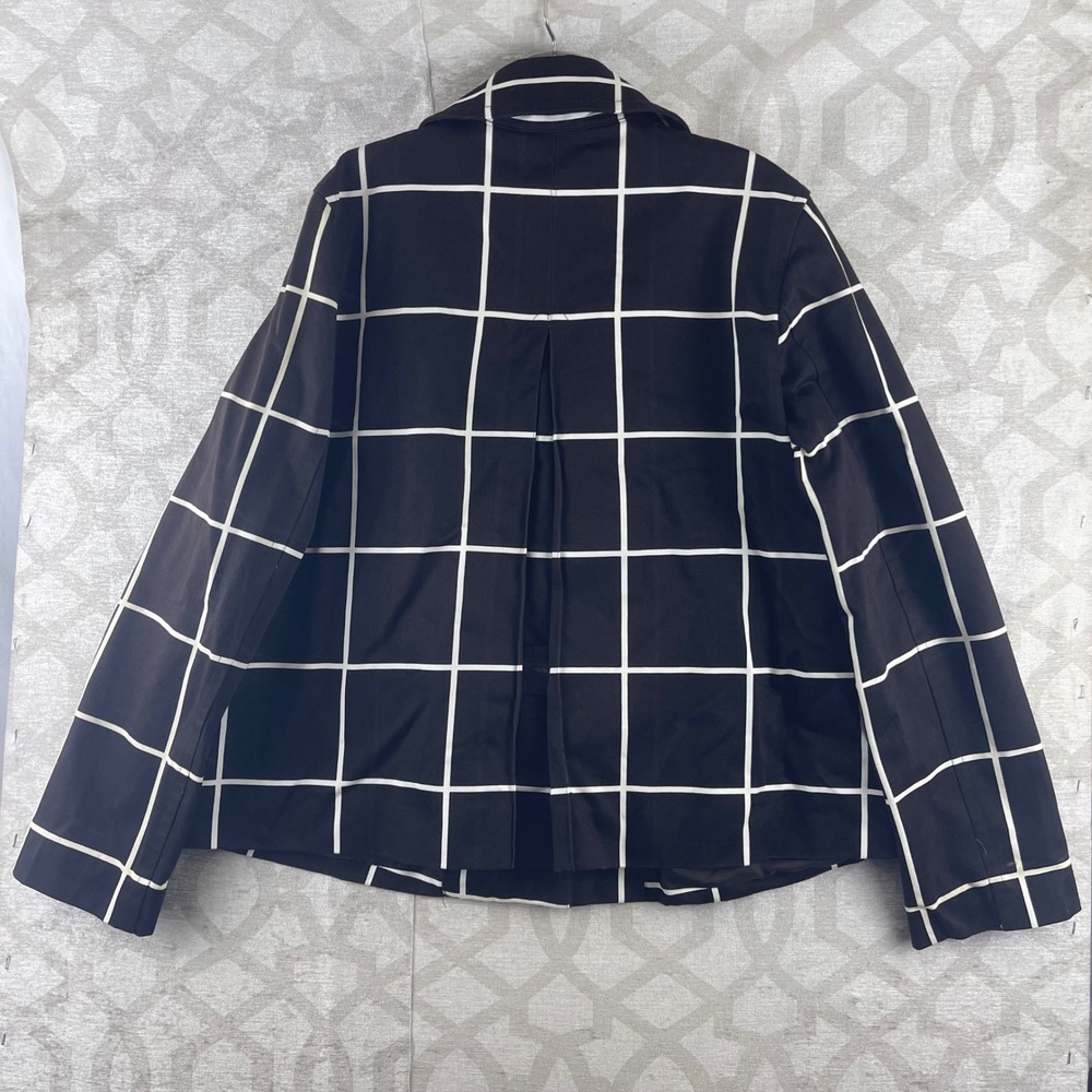 Lauren Ralph Lauren Womens Black White Windowpane Grid Button Barn Jacket Medium - Picture 2 of 10